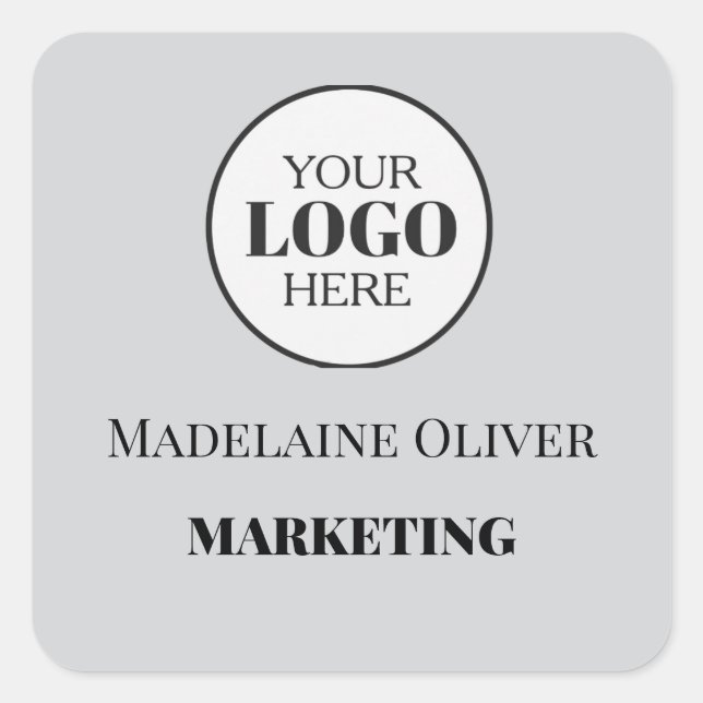 Sticker Carré Logo de l'employé gris simple (Devant)