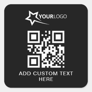 Sticker Carré Logo de l'entreprise personnalisée et code QR noir