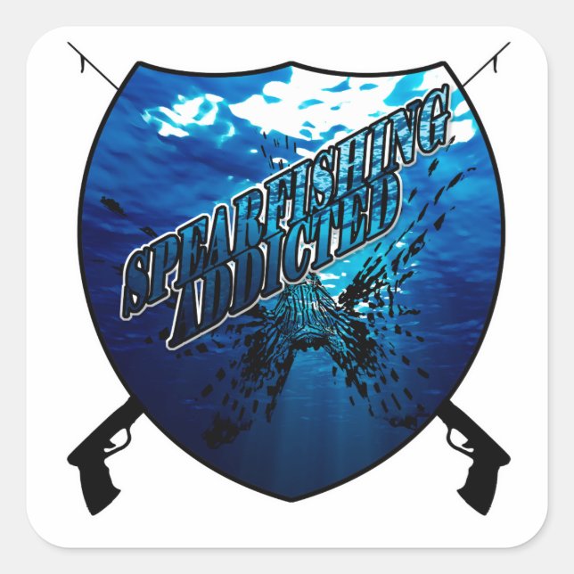 Sticker Carré Logo de pêche à la vitesse | Pêche | Eau (Devant)