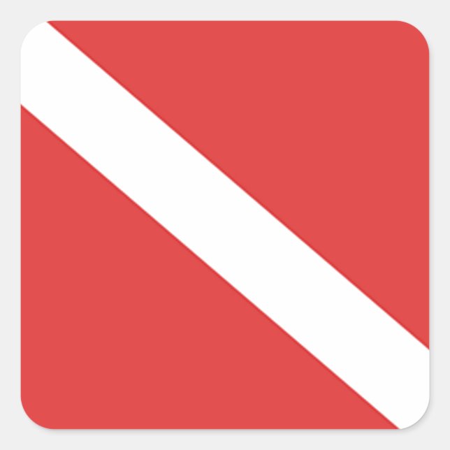 Sticker Carré Logo de plongée sous-marine - Drapeau blanc rouge  (Devant)