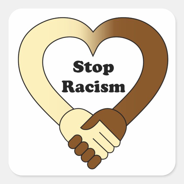 Sticker Carré Logo de poignée de main anti-racisme (Devant)