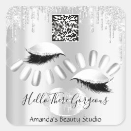 Sticker Carré Logo de QRCoce Lecteurs gris Baiser Nails Lashes P