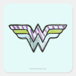 Sticker Carré Logo de Sketch couleur Wonder Woman