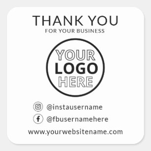 Sticker Carré Logo d'entreprise de Merci d'icône de médias socia