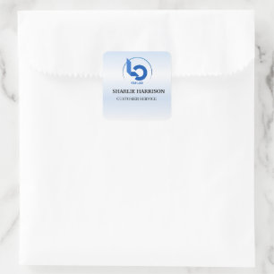 Sticker Carré Logo d'entreprise Minimaliste bleu Employé Perso