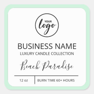 Sticker Carré Logo d'entreprise Mint Frontière Soy Candle Étique