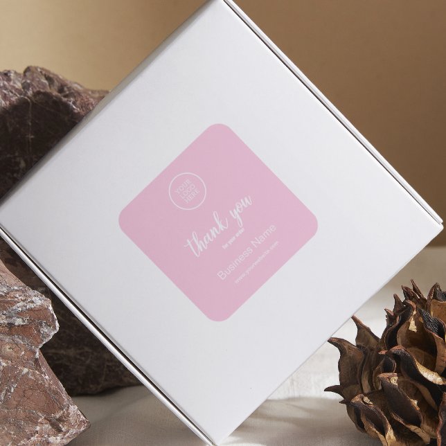 Sticker Carré Logo d'entreprise moderne typographie Merci rose (Créateur téléchargé)