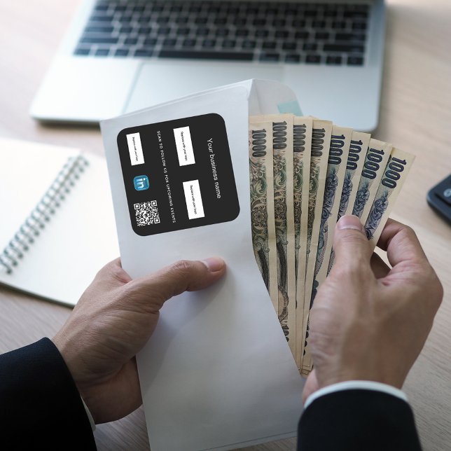 Sticker Carré Logo d'entreprise noir blanc code qr lié (Créateur téléchargé)