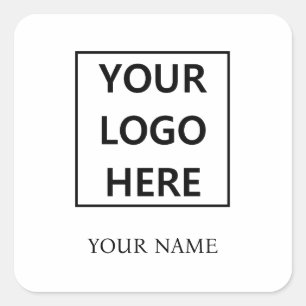 Sticker Carré Logo d'entreprise Simple Minimal Personnalisé