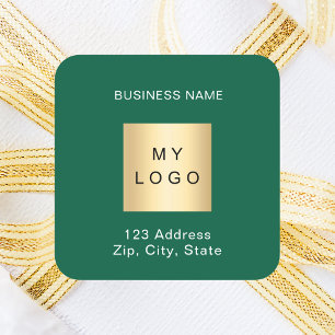 Sticker Carré Logo d'entreprise vert nom blanc