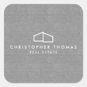 Sticker Carré Logo d'habitation moderne Immobilier, Realtor Gris