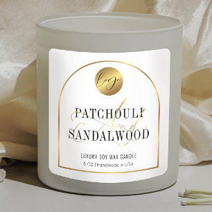 Sticker Carré Logo d'or moderne produit Jar Soy Candles Étiquett