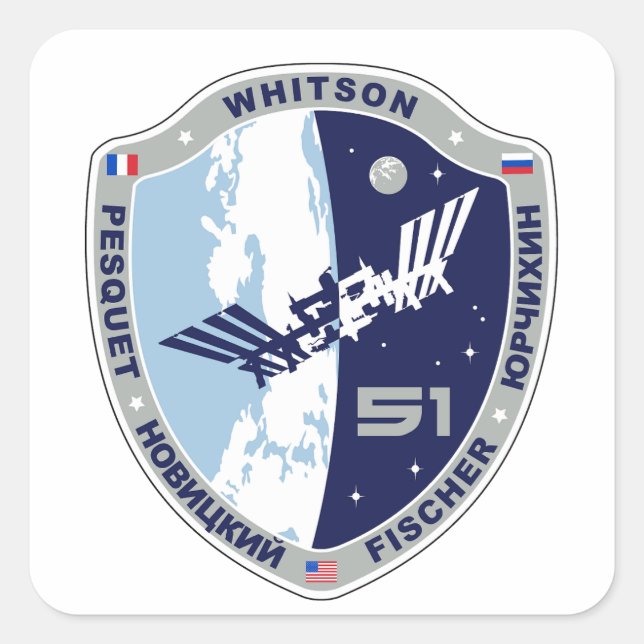 Sticker Carré Logo du patch ISS Expédition 51 (Devant)