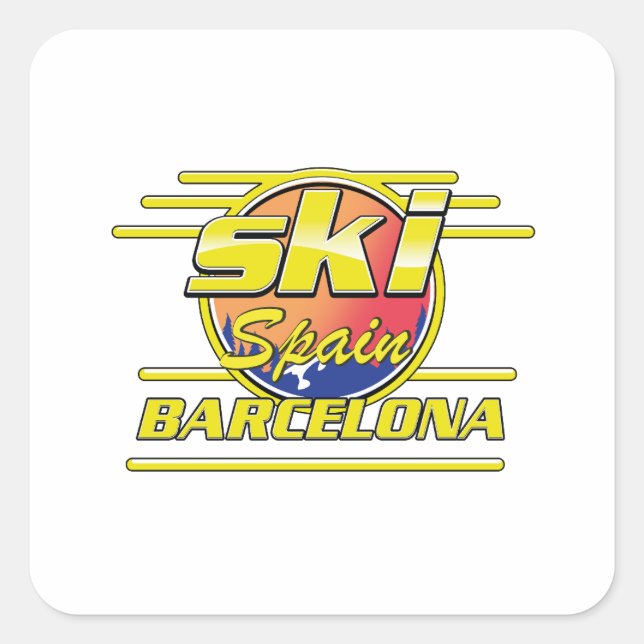 Sticker Carré Logo Espagne Barcelone à Ski (Devant)