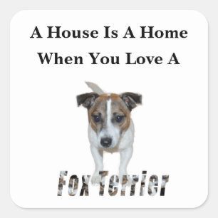 Sticker Carré Logo Fox Terrier Et Fox Terrier Love,