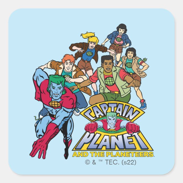 Sticker Carré Logo graphique du Capitaine Planet & the Planeteer (Devant)