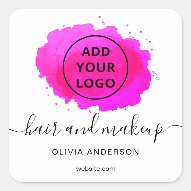 Sticker Carré Logo Hotpink brosse typographie maquillage cheveux (Devant)
