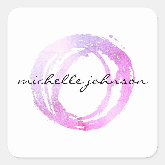 Sticker Carré Logo Luxe Pink Cercle Designer (Devant)