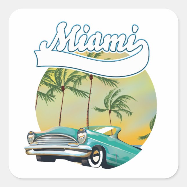 Sticker Carré logo Miami Sunset (Devant)