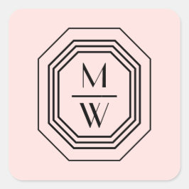 Sticker Carré Logo Monogramme Art déco empilé sur rose