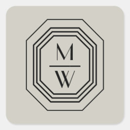 Sticker Carré Logo Monogramme Art Déco sur Taupe