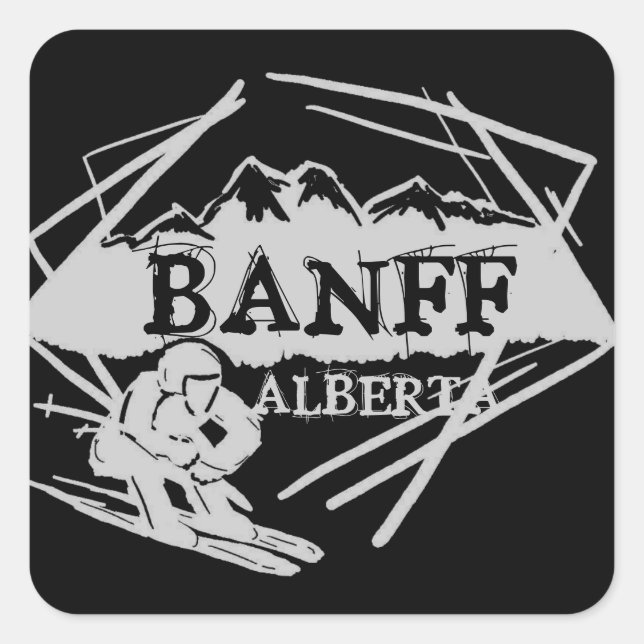 Sticker Carré Logo noir gris de Banff Alberta Canada (Devant)