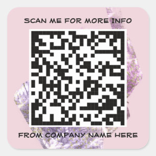 Sticker Carré Logo personnalisé QR Code Nom Remercier Pink Shop