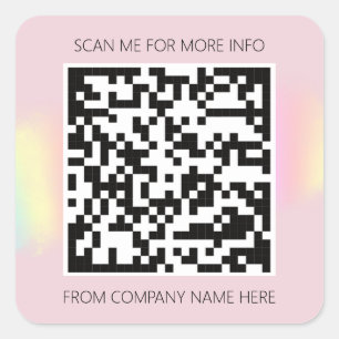 Sticker Carré Logo personnalisé QR Code Nom Remercier Poudre ros