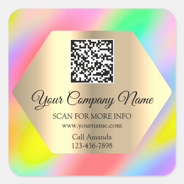 Sticker Carré Logo personnalisé QR Code promo Ombre Holographe (Devant)