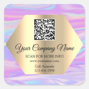 Sticker Carré Logo personnalisé QR Code promotionnel Holographe
