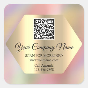 Sticker Carré Logo personnalisé QR Code promotionnel Holographiq