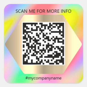 Sticker Carré Logo personnalisé QR Code Scan Me Nom Holographe