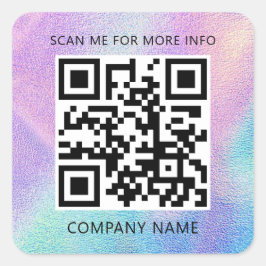 Sticker Carré Logo personnalisé QR Code Scan Me Nom Holographic