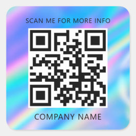 Sticker Carré Logo personnalisé QR Code Scan Me Nom Holographic