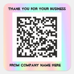 Sticker Carré Logo personnalisé QRCode Nom Merci Holographe Pas