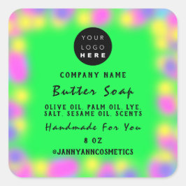 Sticker Carré Logo Personnalisé Soap Cosmetics Cadres Holographe