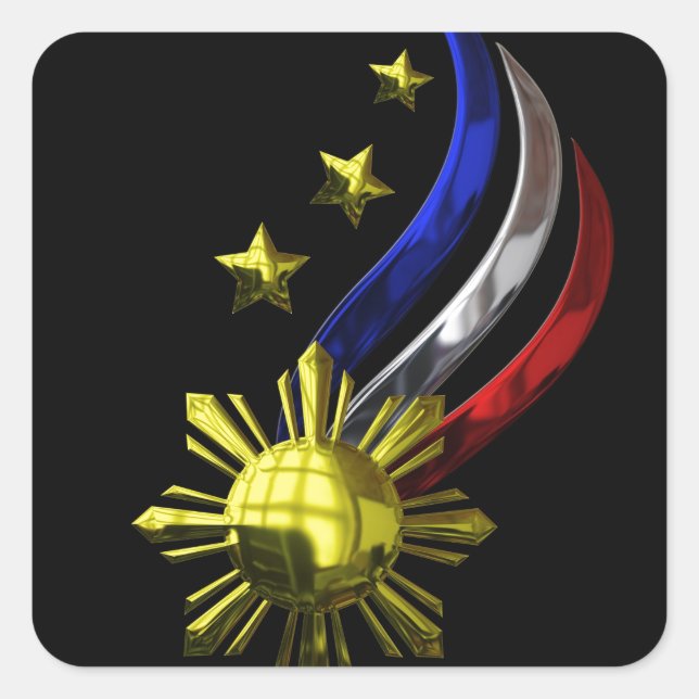 Sticker Carré Logo philippin original. Mabuhay Pilipinas ! (Devant)