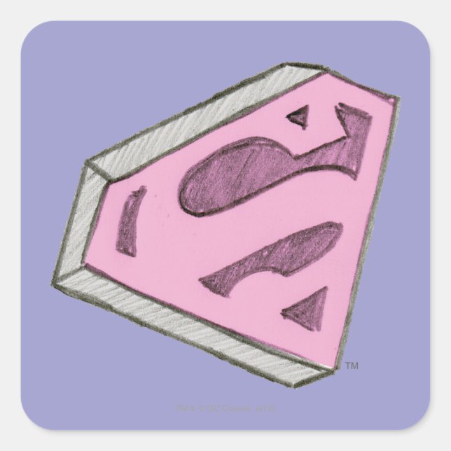 Sticker Carré Logo Pink Croquetée Supergirl (Devant)