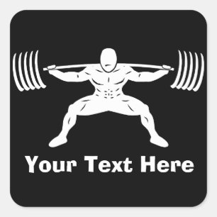 Sticker Carré Logo Power Squat "POWER LIFTING" - Personnalisable