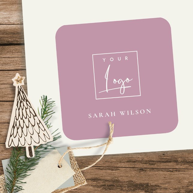 Sticker Carré Logo promotionnel personnalisé Rose rose (Créateur téléchargé)