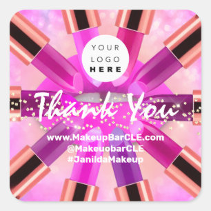 Sticker Carré Logo QR Code Nom Remerciement Shopping Gold Lips R