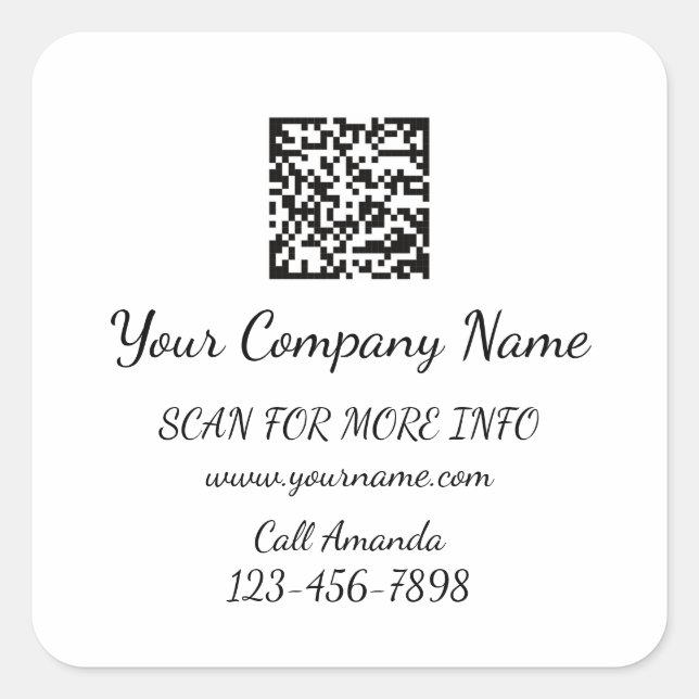 Sticker Carré Logo QR Code promotionnel Boutique noir blanc (Devant)