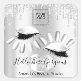Sticker Carré Logo QRCoce Lecteurs gris Baiser Nails Lashes Prod