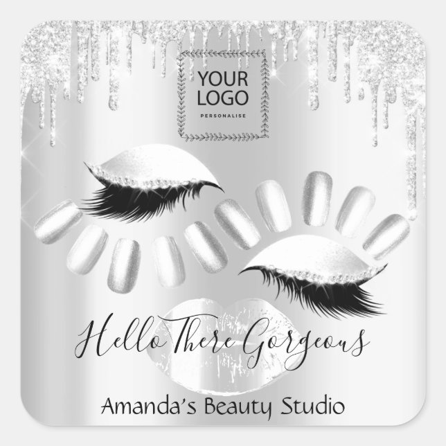 Sticker Carré Logo QRCoce Lecteurs gris Baiser Nails Lashes Prod (Devant)