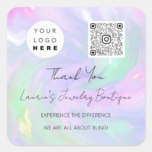 Sticker Carré Logo QrCode Boutique en ligne Holographie