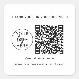 Sticker Carré Logo simple d'entreprise et code QR
