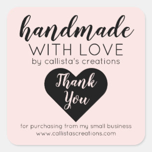 Sticker Carré Logo simple rose noir Merci client