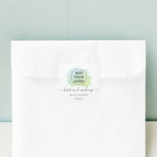 Sticker Carré Logo vert brosse typographie maquillage cheveux