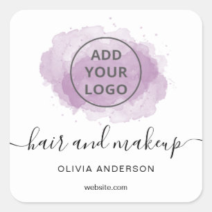 Sticker Carré Logo violet brosse typographie cheveux maquillage 