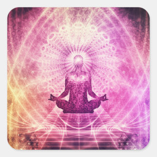 Sticker Carré Loi de méditation éclairée de l'attraction Chakra